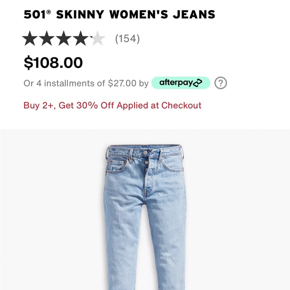 Levi’s 501 Skinny Jeans - Picture 2 of 7